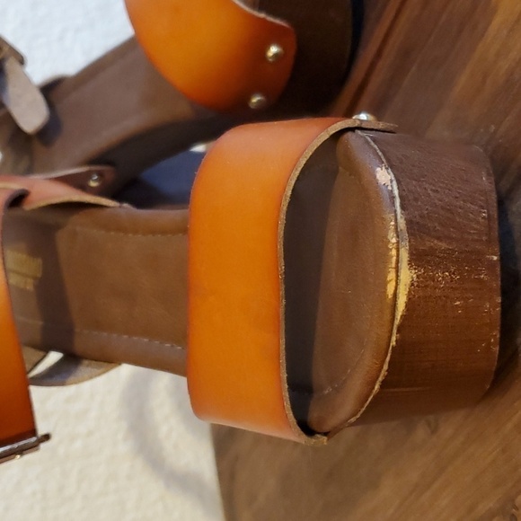 Mossimo- Womens Brown leather Strappy Platform high block Heels Sz.7.5 - Picture 4 of 10